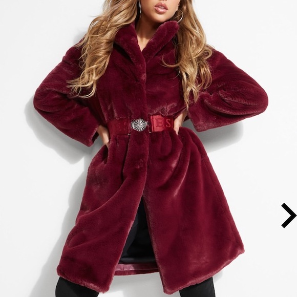 New✨SHELLY BELTED FAUX-FUR COAT•Never Worn - Picture 2 of 5